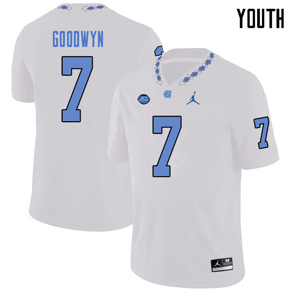 Jordan Brand Youth #7 Gray Goodwyn North Carolina Tar Heels College Football Jerseys Sale-White